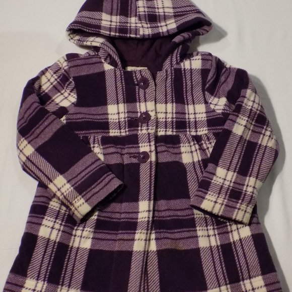 Old Navy Purple Plaid Pea Coat, Size 4T - Picture 1 of 2